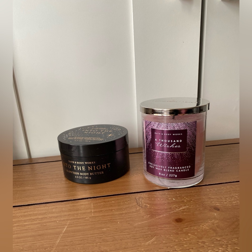Bath and Body Work - Bundle: Into the Night Glowtion (New), Candle 95%
